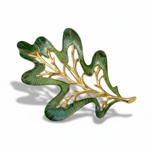 Sarah Coventry Leaf Brooch Green Enamel and Gold